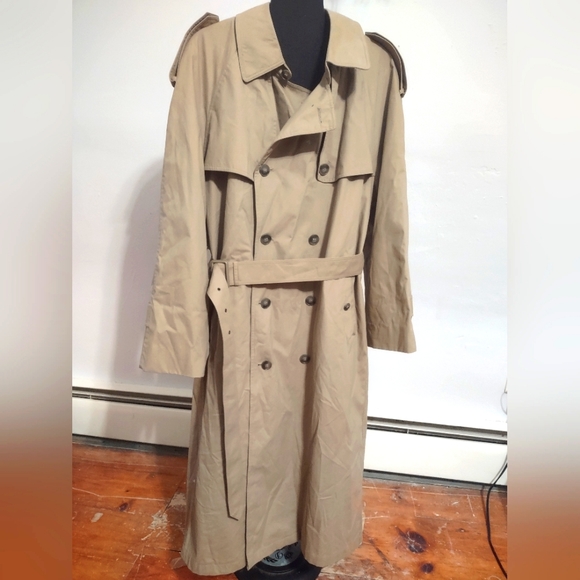 London Fog Towne Mens trench coat tan double breasted like new - Picture 13 of 17